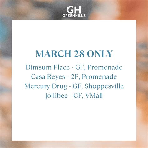 List of Open Stores at Greenhills .